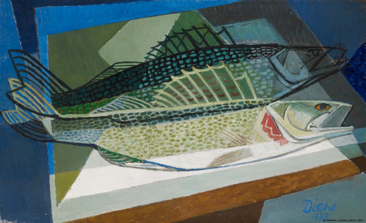 Gosta-Diehl-Still-Life-with-Fishes-1953